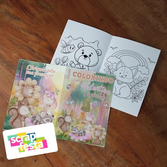 Revista Colorir + Giz de Cera Floresta Encantada Aquarela