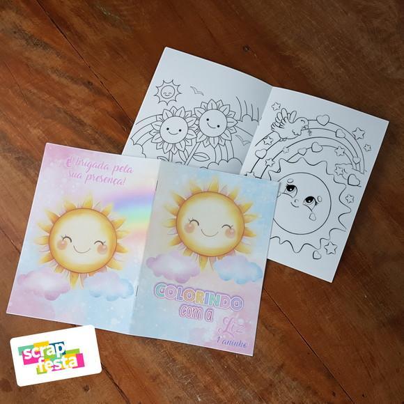 Revista Colorir+embalagem+giz Cera Primeira Volta ao Sol