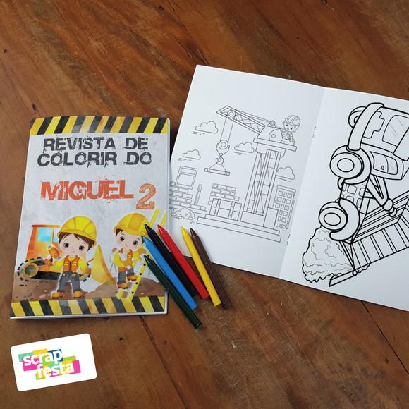 Revista Colorir+embalagem+giz de Cera Festa Construção