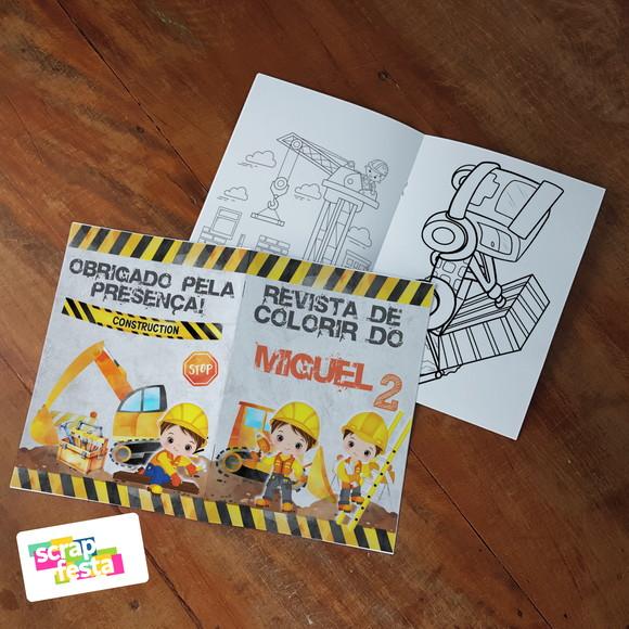Revista Colorir+embalagem+giz de Cera Festa Construção