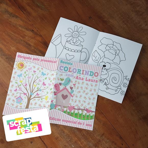 Revista Colorir+embalagem+giz+canetinha+lápis Jardim