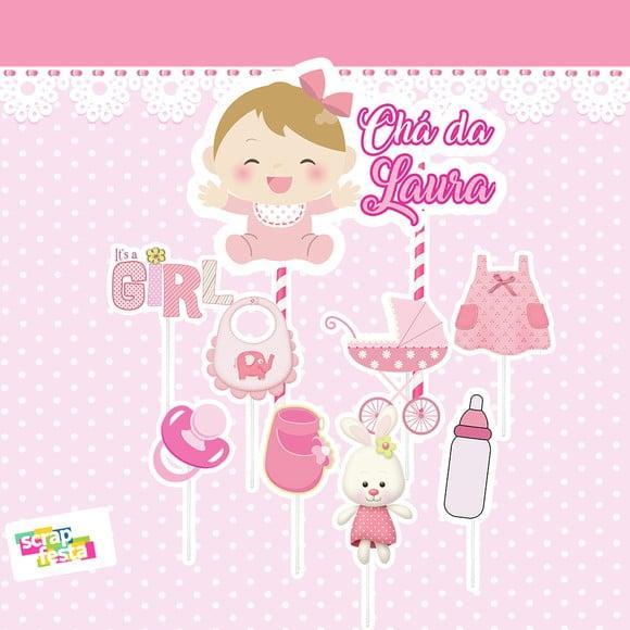 Topo de Bolo Chá de Menina