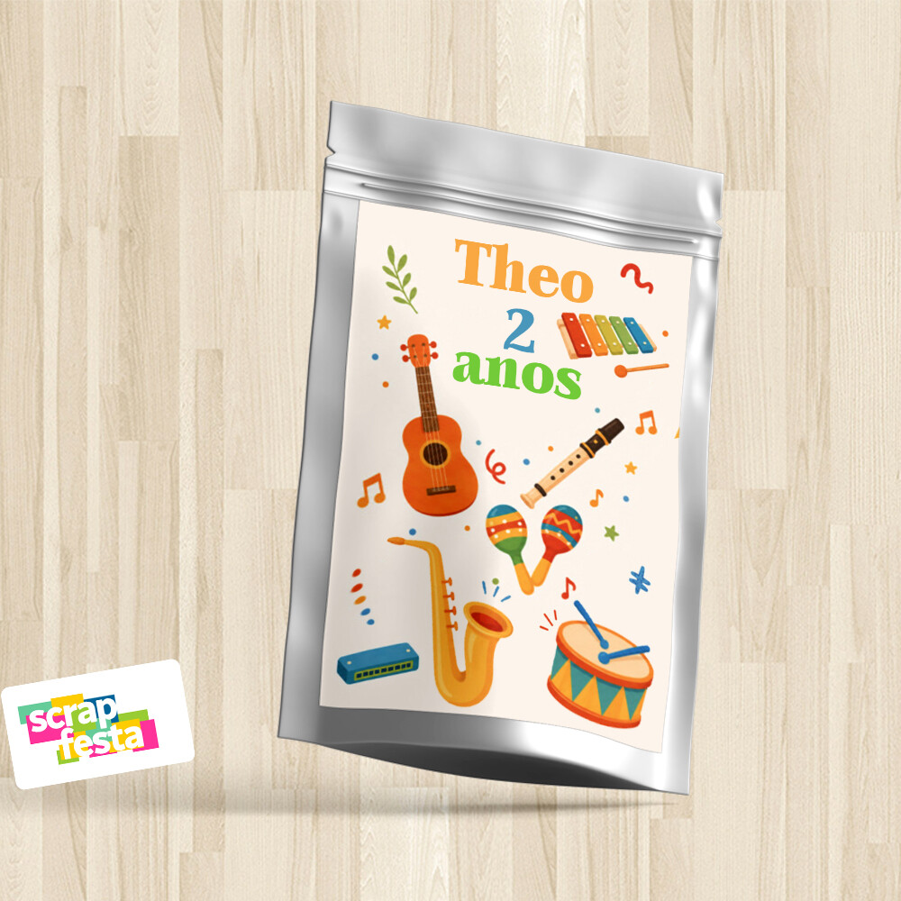 Saquinho Metalizado 14x20 Personalizado Instrumentos Musicais