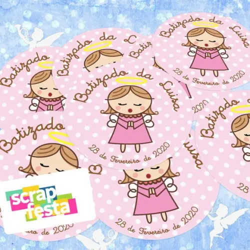 Adesivo 5 cm Redondo Personalizado Festa Batizado