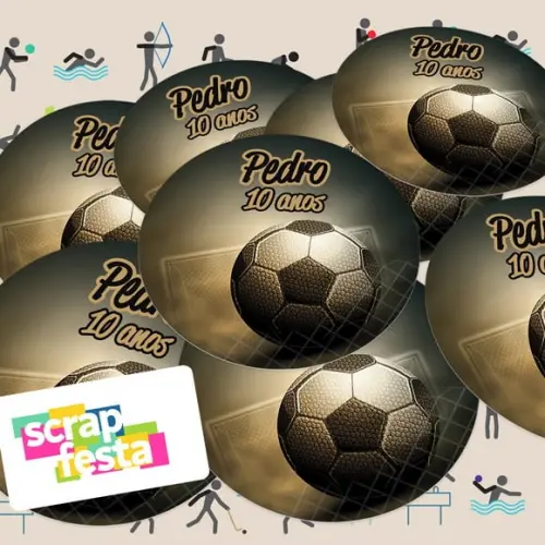 Adesivo 5 cm Redondo Personalizado Festa Futebol Vintage