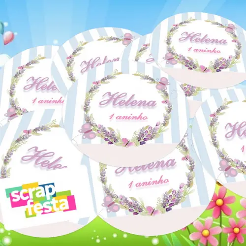 Adesivo 5 cm Redondo Personalizado Festa Jardim Encantado