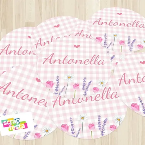 Adesivo 5cm Redondo Maternidade Nascimento Menina Floral