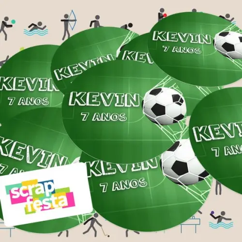Adesivo 8 cm Redondo Personalizado Festa Futebol