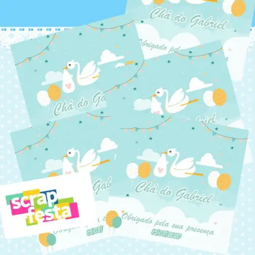 Adesivo Personalizado Quadrado 10x10 Chá de Menino Cegonha