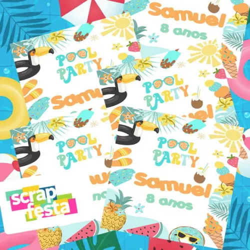 Adesivo Personalizado Quadrado 10x10 Pool Party