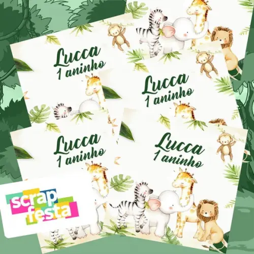 Adesivo Personalizado Quadrado 10x10 Safari Aquarela