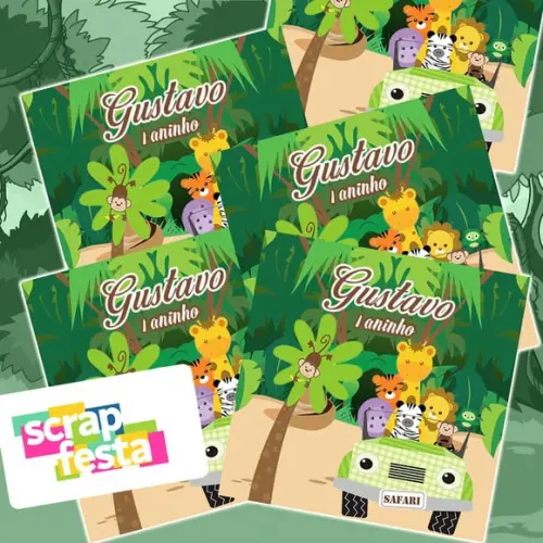 Adesivo Personalizado Quadrado 5x5 Safari