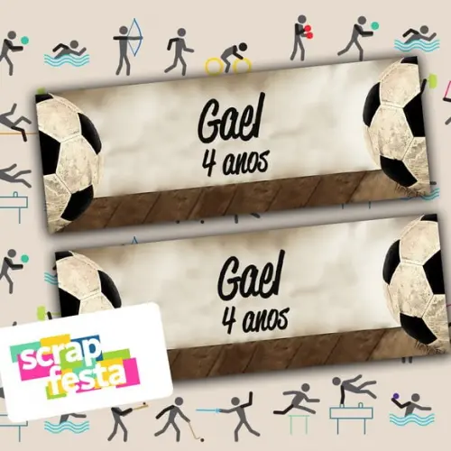 Adesivo Personalizado Retangular 11x4 Festa Futebol