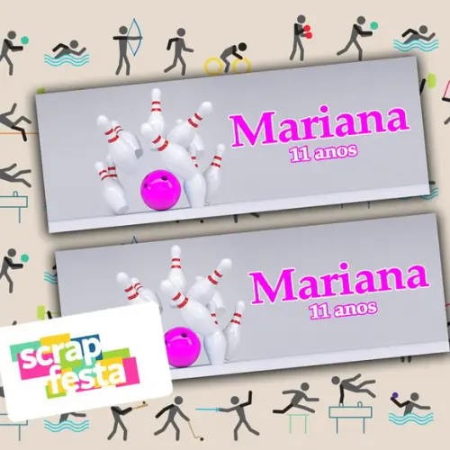 Adesivo Personalizado Retangular 11x4 Festa Boliche