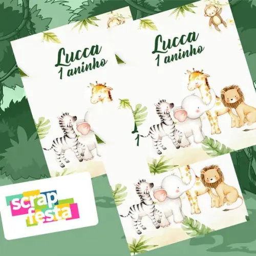 Adesivo Personalizado Retangular 4x5 Festa Safári
