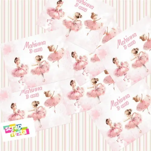 Adesivo Personalizado Retangular Festa Bailarina