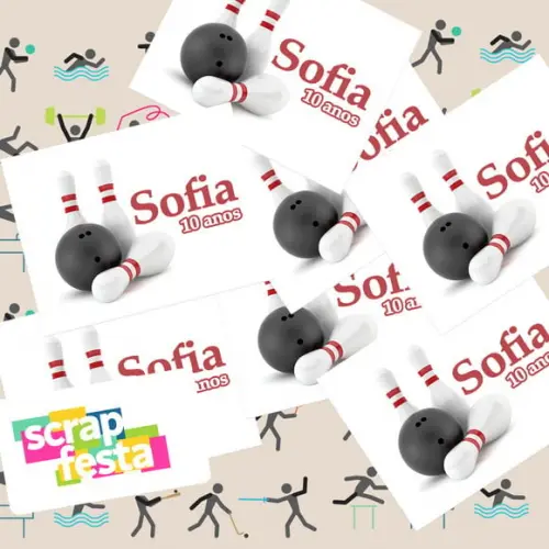 Adesivo Personalizado Retangular Festa Boliche