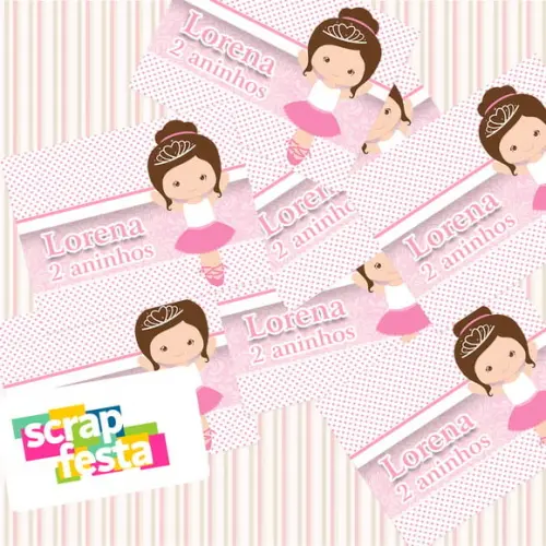 Adesivo Personalizado Retangular Festa Bailarina