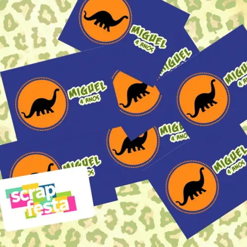 Adesivo Personalizado Retangular Festa Dinossauro