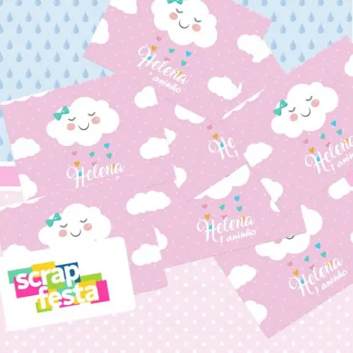 Adesivo Personalizado Retangular Festa Chuva de Amor