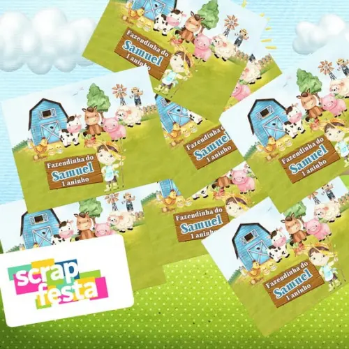 Adesivo Personalizado Retangular Festa Fazendinha