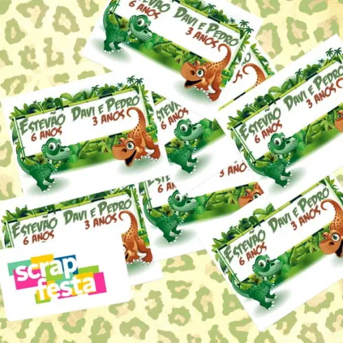 Adesivo Personalizado Retangular Festa Dinossauro