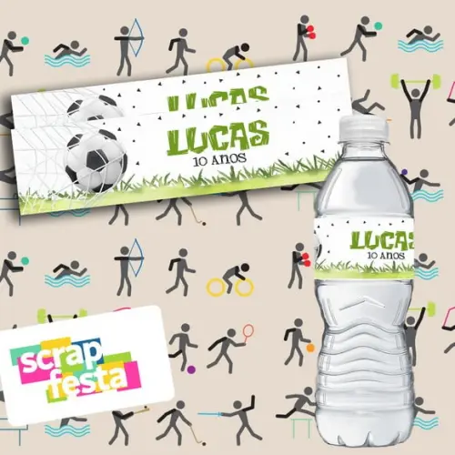 Adesivo Personalizado Rótulo Água 5x19,5 Futebol