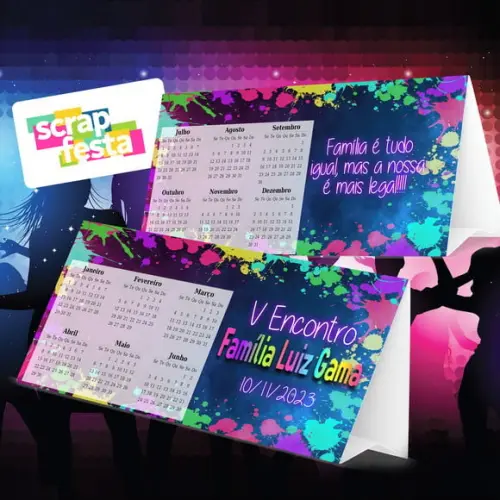Calendário de Mesa Festa Balada Neon Família