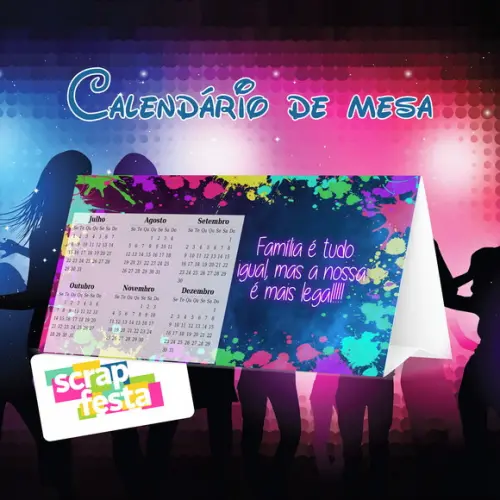 Calendário de Mesa Festa Balada Neon Família
