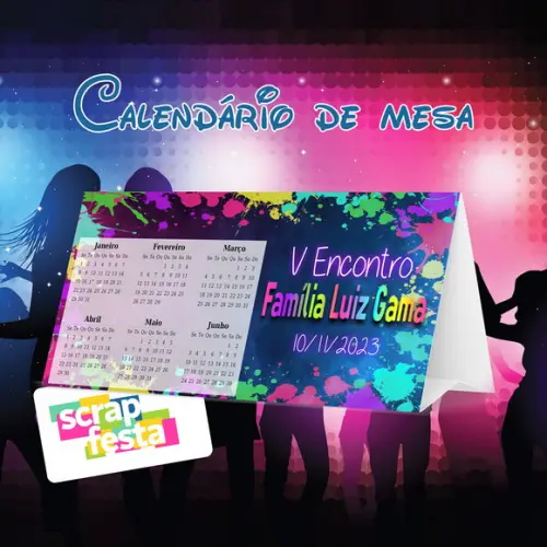 Calendário de Mesa Festa Balada Neon Família
