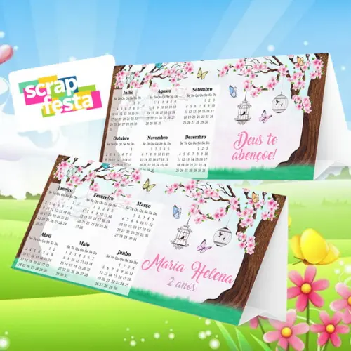 Calendário de Mesa Festa Jardim Encantado Aquarela