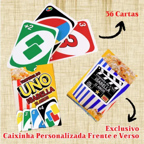Jogo Uno Festa Cinema + Saquinho, Fitinha e Tag