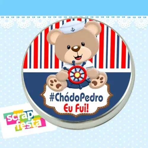 Latinha Chá de Menino Festa Urso Marinheiro