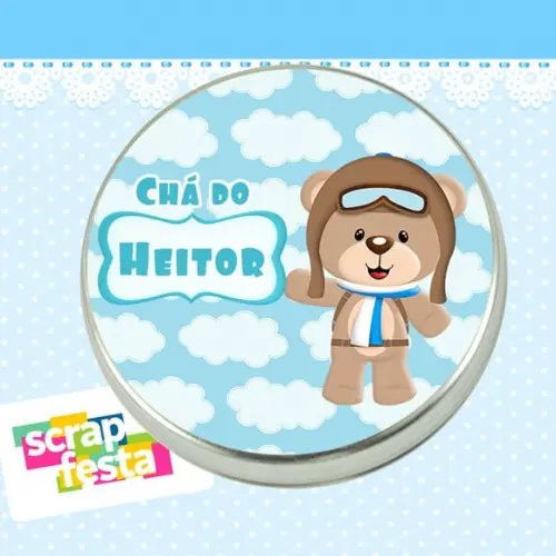 Latinha Chá de Bebê Urso Aviador Cute