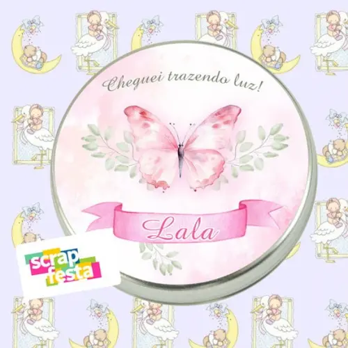 Latinha Maternidade Nascimento Borboleta Aquarela