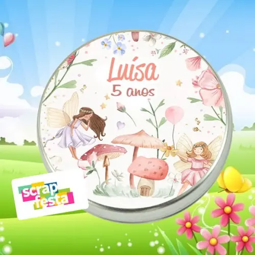 Latinha Personalizada Jardim das Fadas Aquarela