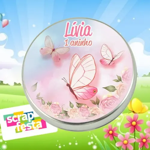 Latinha Personalizada Jardim Encantado Borboleta Aquarela