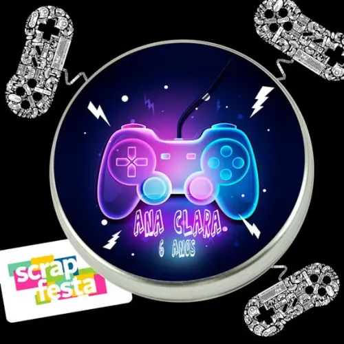 Latinhas Personalizada Festa Game Neon