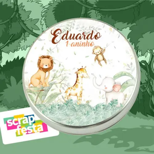 Latinhas Personalizada Festa Safari Aquarela