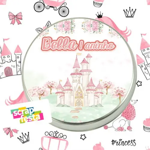 Latinhas Personalizadas Festa Princesas Castelo Aquarela