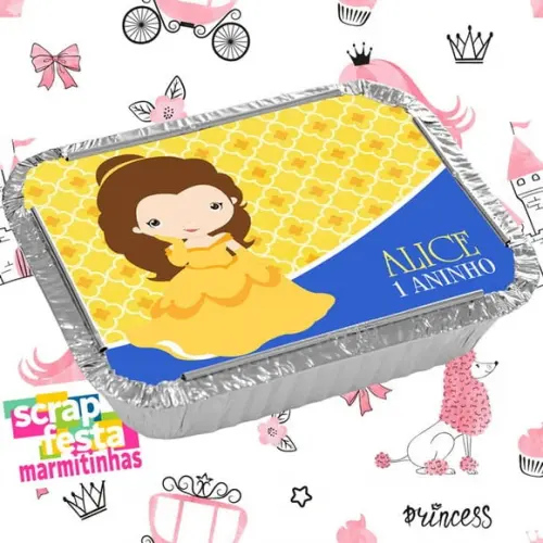 Marmitinha Personalizada Festa a Bela e a Fera Cute