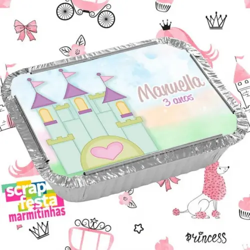 Marmitinha Personalizada Festa Princesa Aquarela