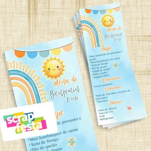 Menu Cardápio Personalizado 365 Sorrisos Aquarela