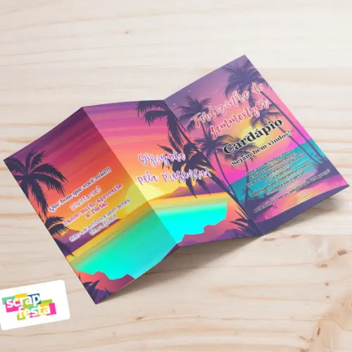 Menu Cardápio Personalizado 3 Partes Festa Tardezinha