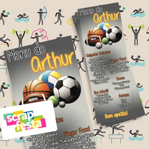 Menu Cardápio Personalizado Festa Esporte