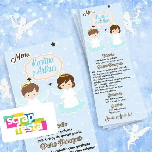 Menu Cardápio Personalizado Festa Batizado