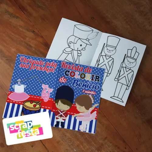 Revista Colorir + Giz Cera Soldadinho de Chumbo de Bailarina