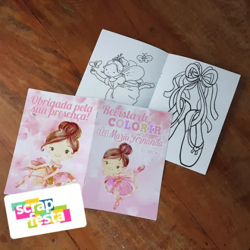 Revista Colorir + Giz de Cera Festa Bailarina Aquarela