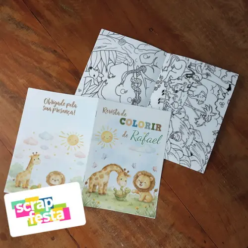 Revista Colorir + Giz de Cera Festa Criação do Mundo