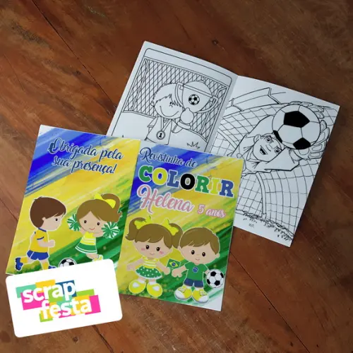 Revista Colorir + Giz de Cera Festa Esporte Futebol Copa